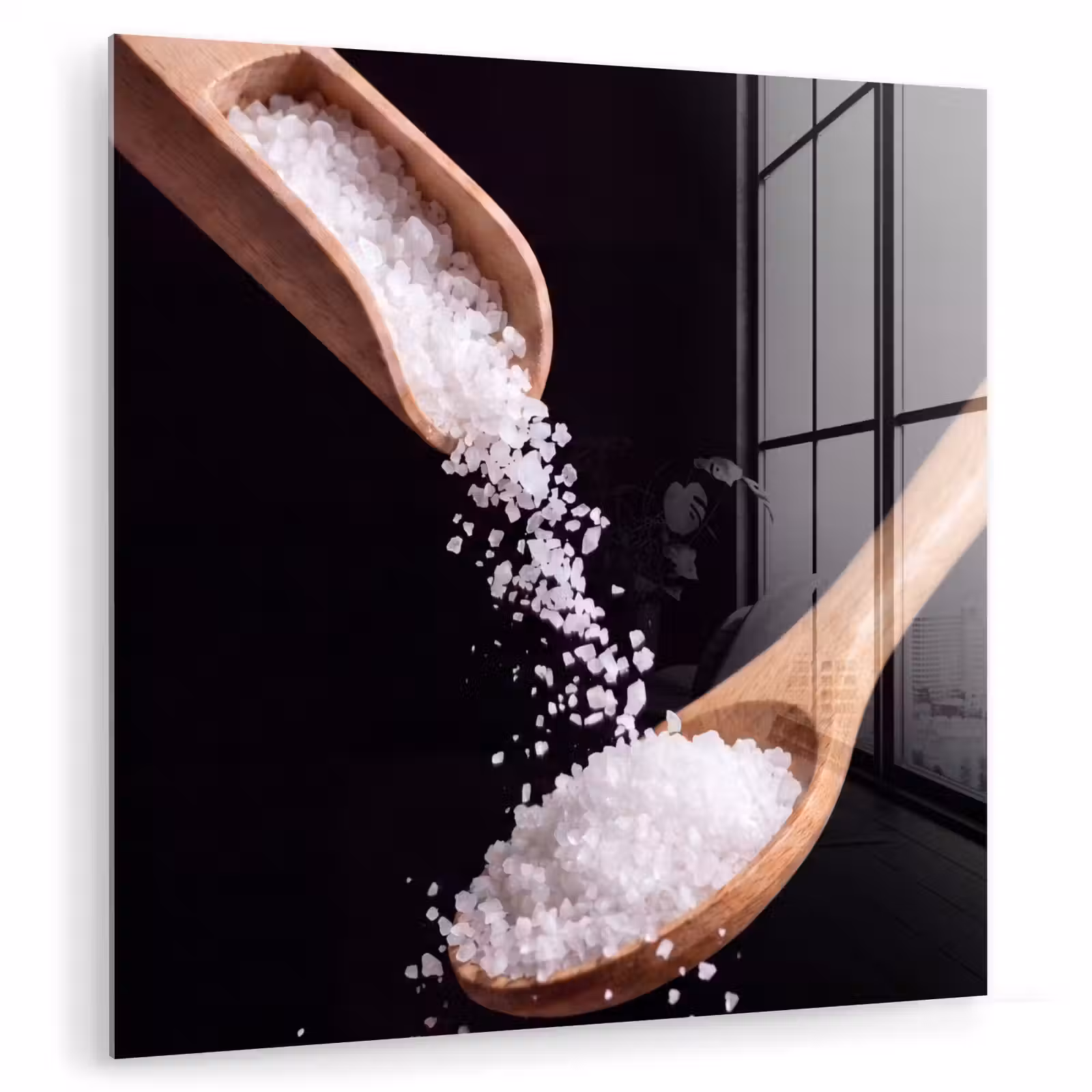 Glas schilderij - Eten - Zout - Hout — 1