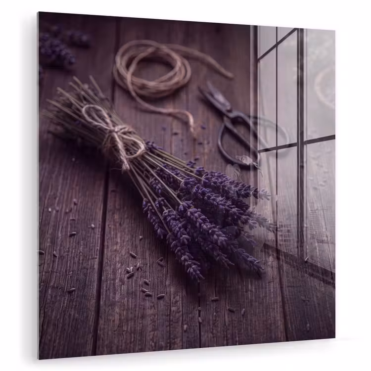 Glas schilderij - Bloemen - Rustiek - Paars — 1