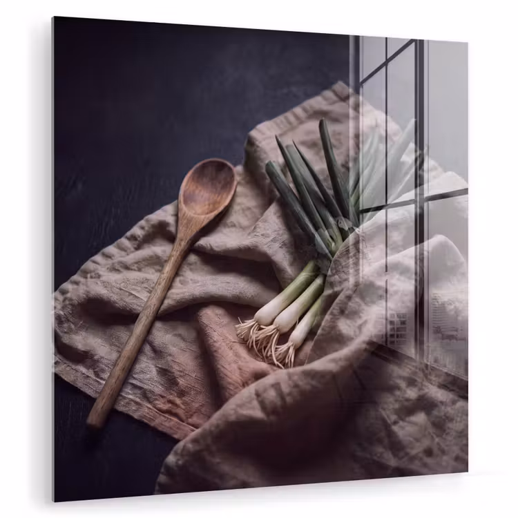 Glas schilderij - Eten - Lepel - Rustiek — 1