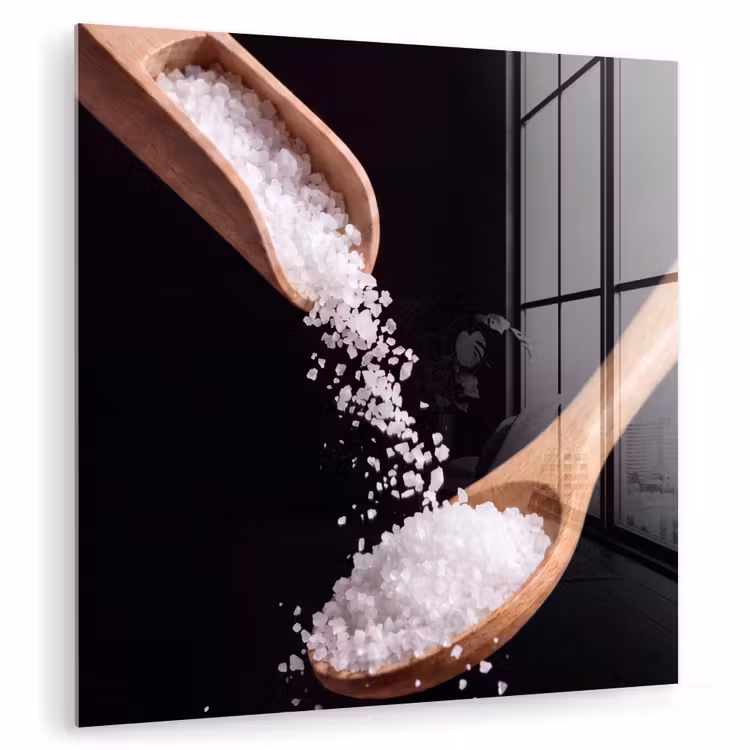 Glas schilderij - Eten - Zout - Hout — 1