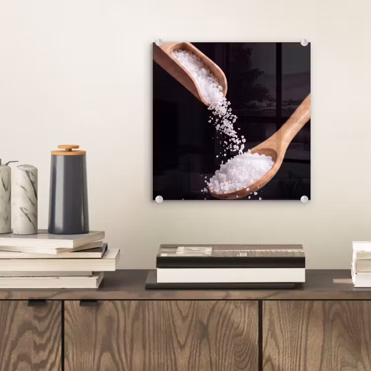 Glas schilderij - Eten - Zout - Hout — 2