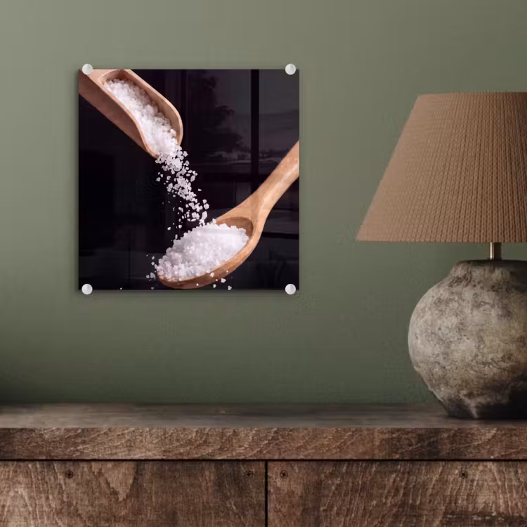 Glas schilderij - Eten - Zout - Hout — 4