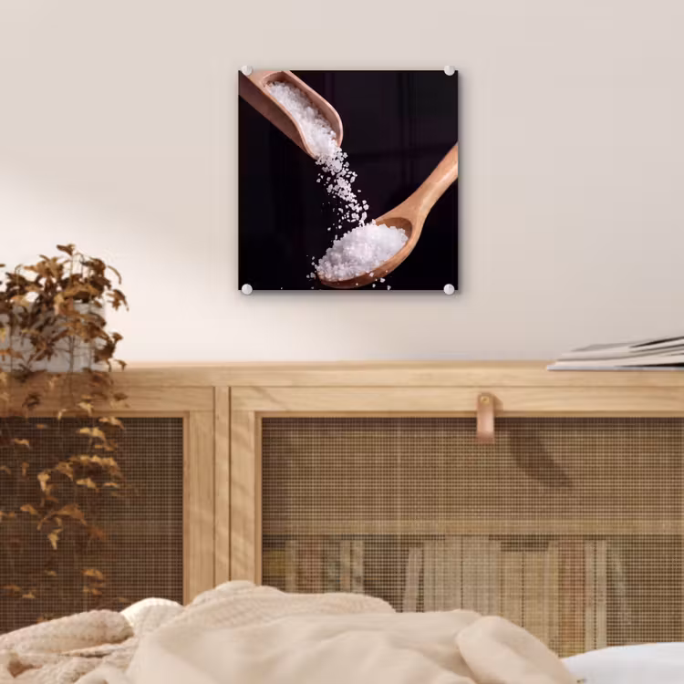 Glas schilderij - Eten - Zout - Hout — 5