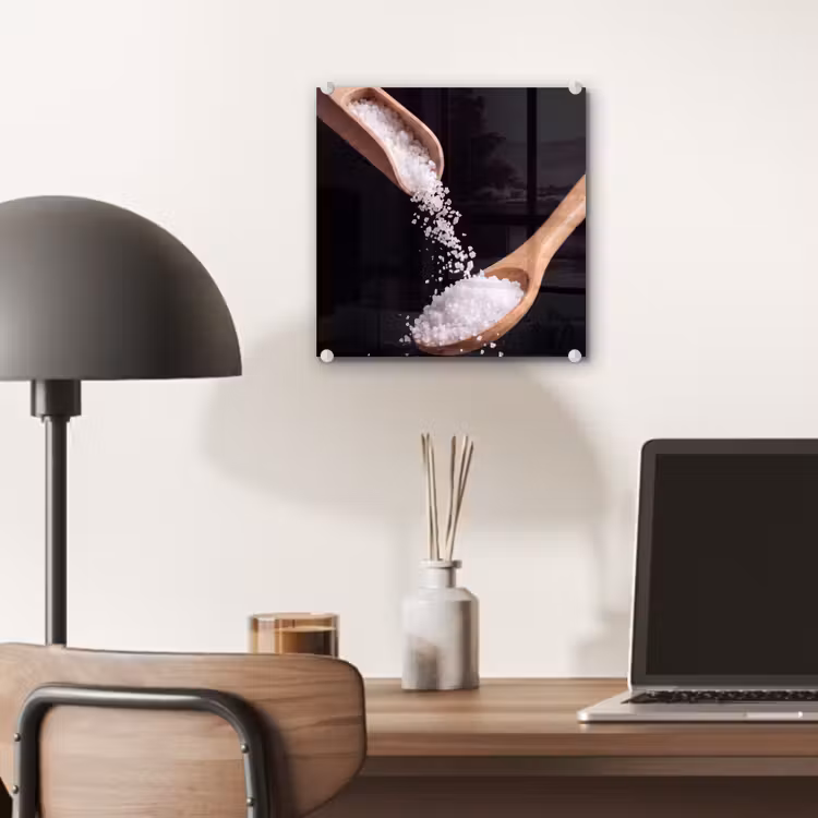 Glas schilderij - Eten - Zout - Hout — 7