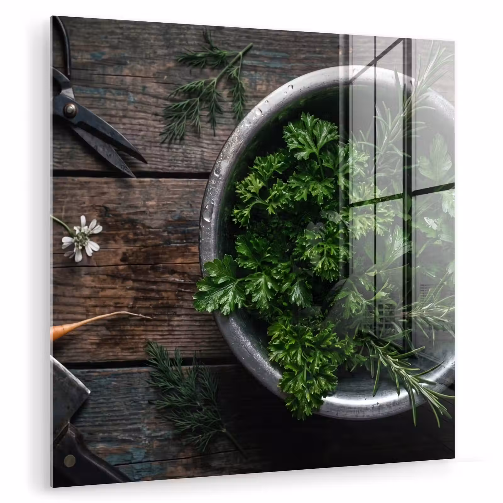 Glas schilderij - Groenten - Hout - Eten — 1