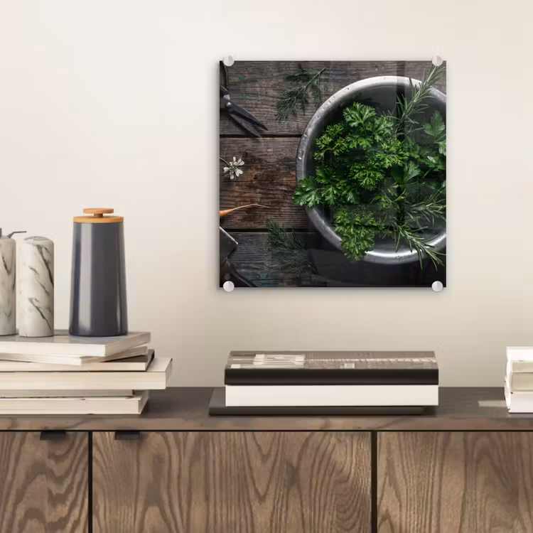 Glas schilderij - Groenten - Hout - Eten — 2