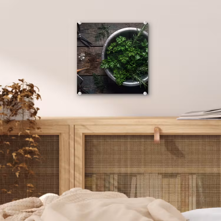Glas schilderij - Groenten - Hout - Eten — 5