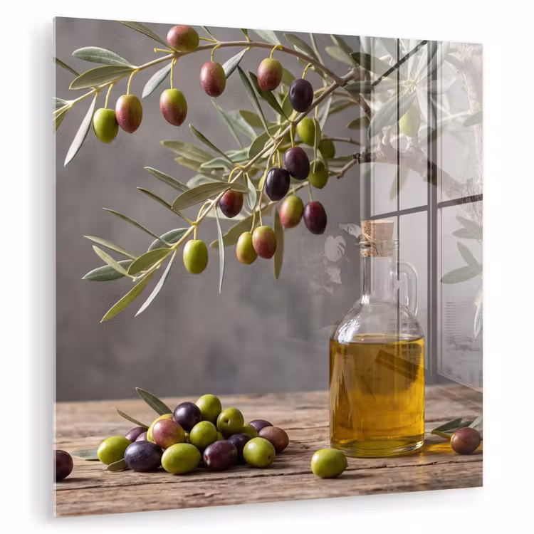 Glas schilderij - Olijfboom - Olijven - Natuur — 1