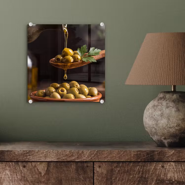 Glas schilderij - Olijven - Olijfolie - Eten — 4