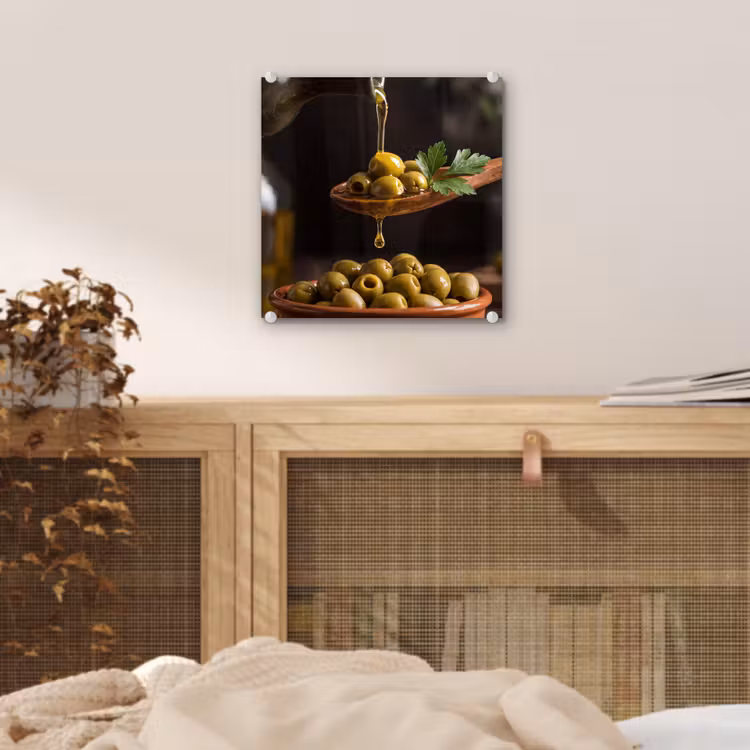 Glas schilderij - Olijven - Olijfolie - Eten — 5