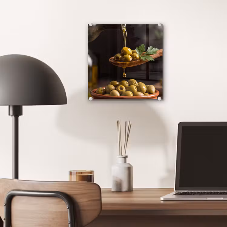 Glas schilderij - Olijven - Olijfolie - Eten — 7