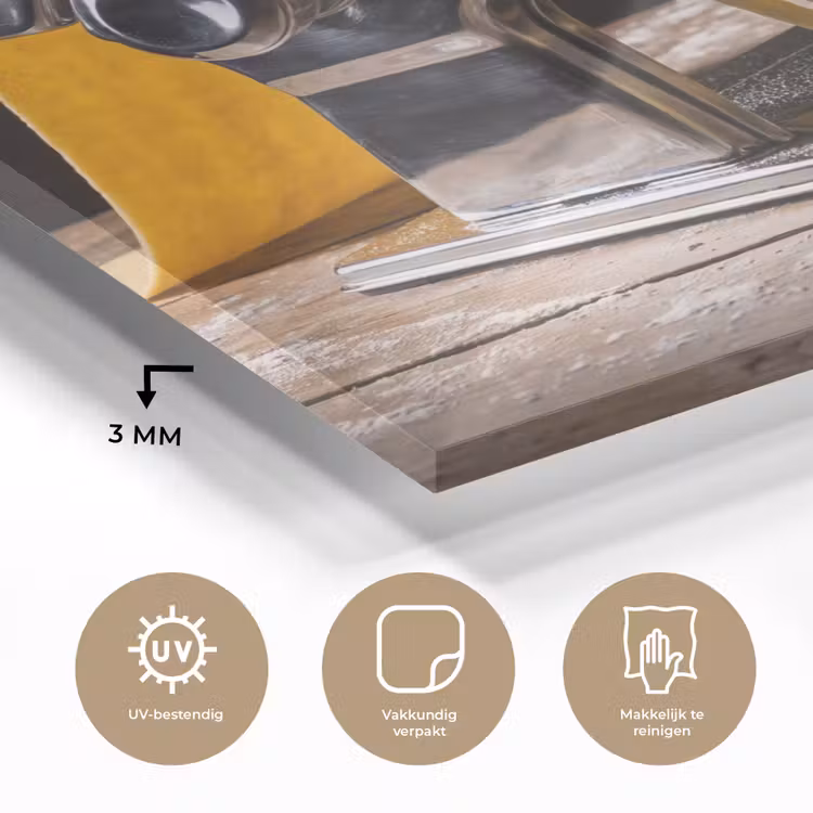 Glas schilderij - Pasta - Vers - Koken — 3
