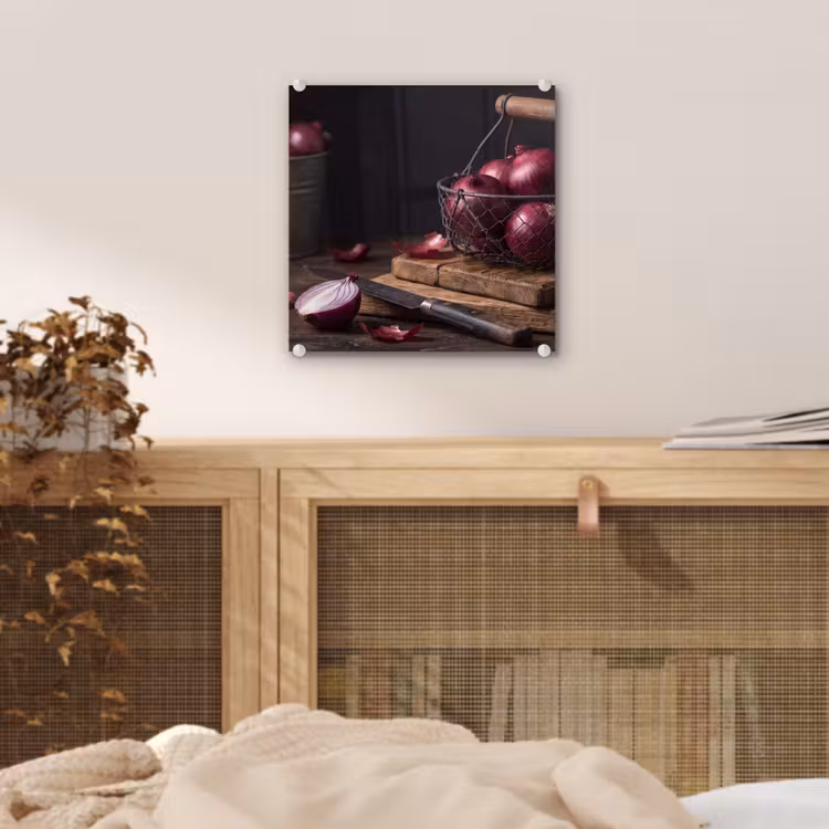Glas schilderij - Ui - Eten - Rustiek — 5