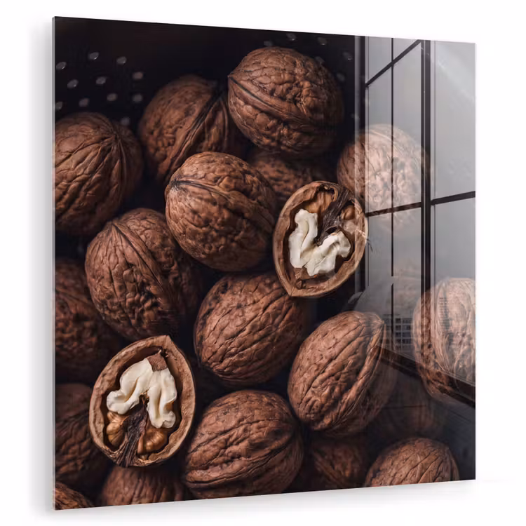 Glas schilderij - Walnoot - Eten - Donker — 1