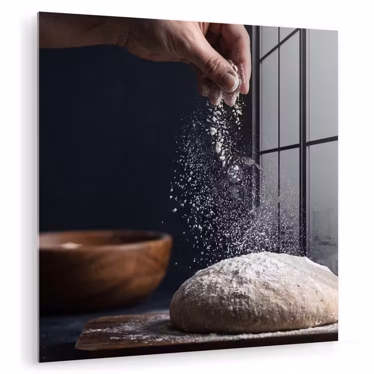 Glas schilderij - Deeg - Hand - Bakken — 1