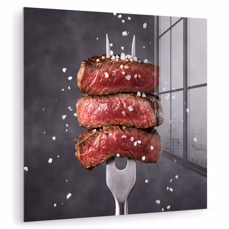 Glas schilderij - Eten - Vlees - Zout — 1