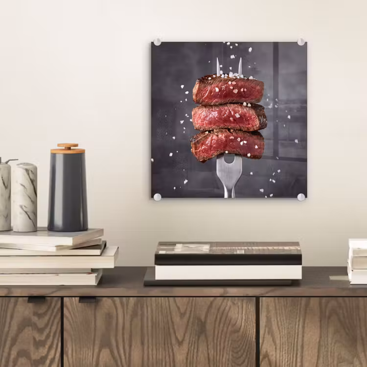 Glas schilderij - Eten - Vlees - Zout — 2