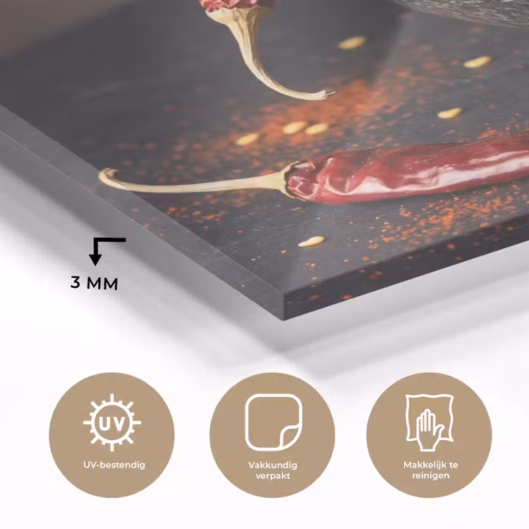 Glas schilderij - Specerijen - Vijzel - Rood — 3