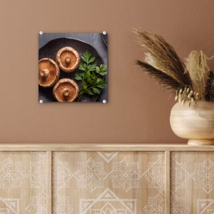 Glas schilderij - Paddestoelen - Kruiden - Eten — 6