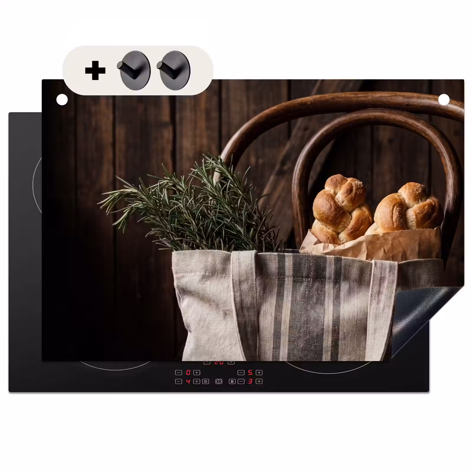 Inductie beschermer en spatscherm (2in1) - Brood - Kruiden - Eten — 1