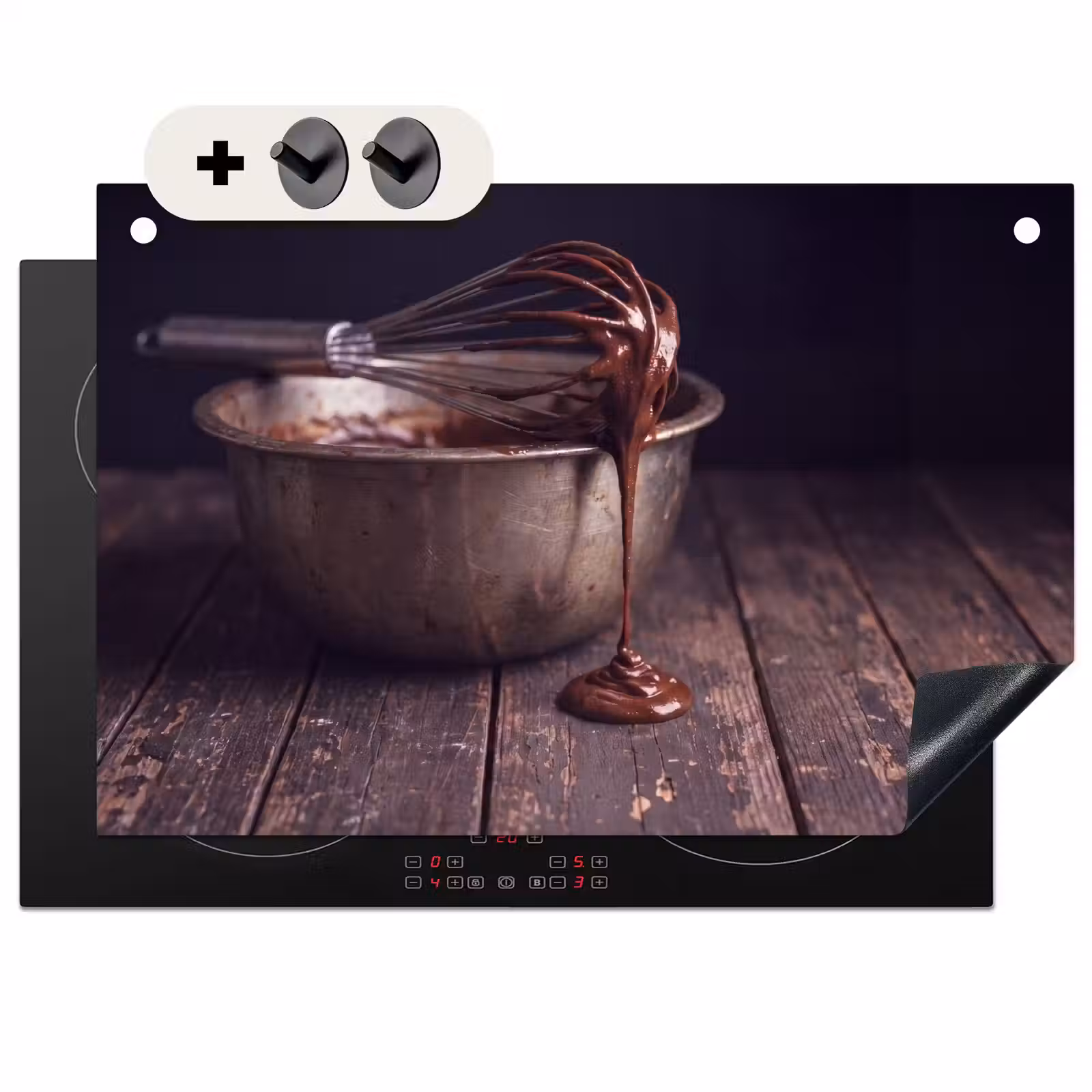 Inductie beschermer en spatscherm (2in1) - Chocolade - Beslag - Eten — 1