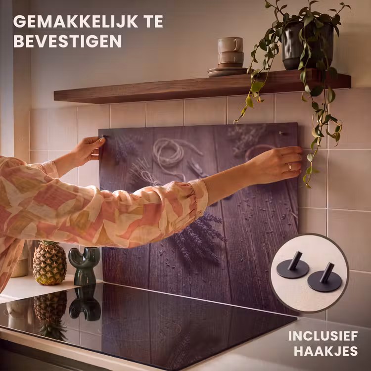 Inductie beschermer en spatscherm (2in1) - Bloemen - Rustiek - Paars — 7