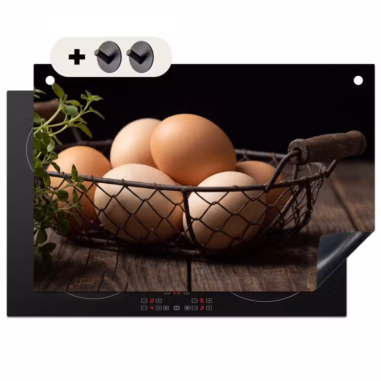 Inductie beschermer en spatscherm (2in1) - Eieren - Mand - Eten — 1