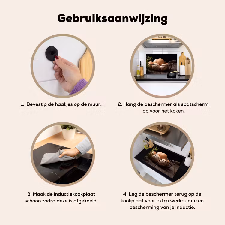 Inductie beschermer en spatscherm (2in1) - Eieren - Mand - Eten — 6