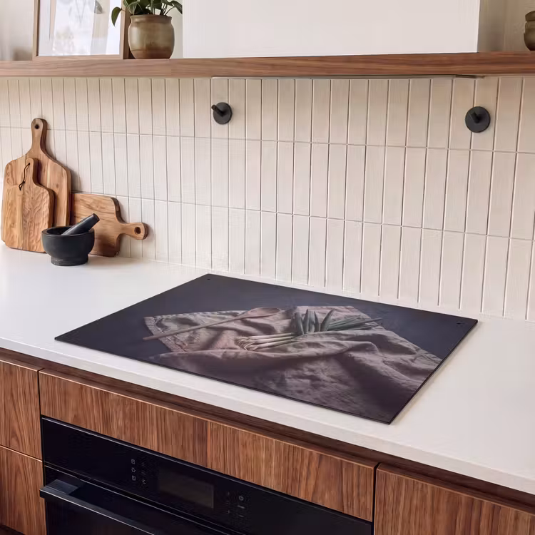 Inductie beschermer en spatscherm (2in1) - Eten - Lepel - Rustiek — 3