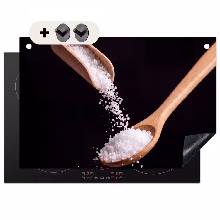 Inductie beschermer en spatscherm (2in1) - Eten - Zout - Hout — 1