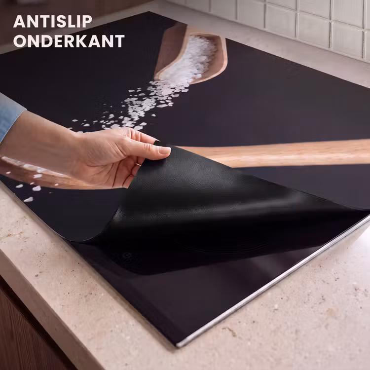 Inductie beschermer en spatscherm (2in1) - Eten - Zout - Hout — 4