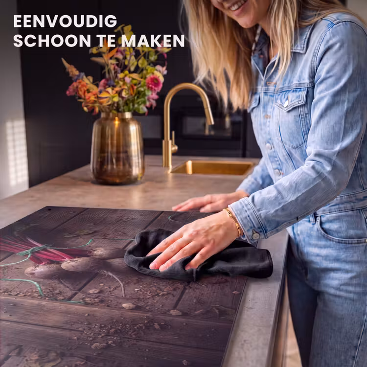 Inductie beschermer en spatscherm (2in1) - Groente - Bieten - Rustiek — 5