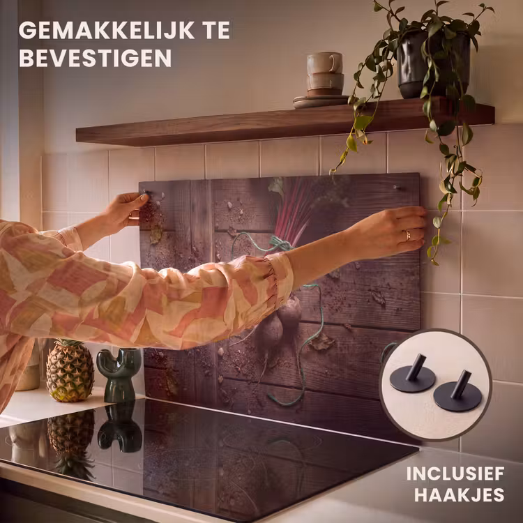 Inductie beschermer en spatscherm (2in1) - Groente - Bieten - Rustiek — 7