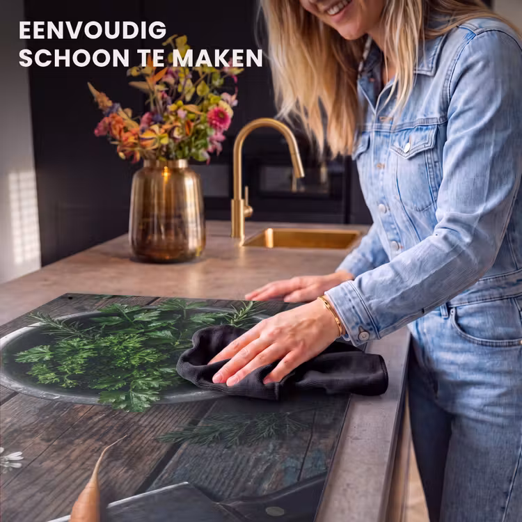 Inductie beschermer en spatscherm (2in1) - Groenten - Hout - Eten — 5