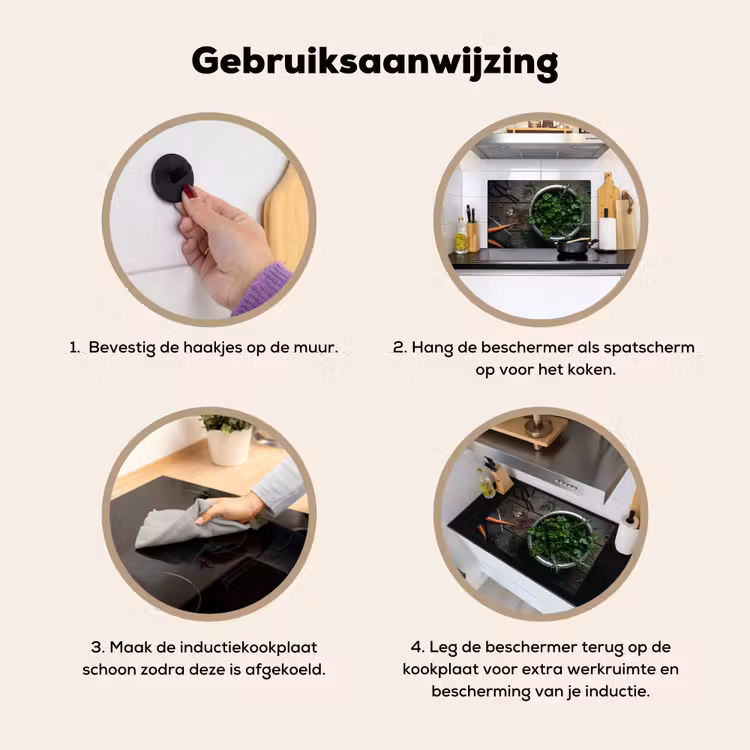 Inductie beschermer en spatscherm (2in1) - Groenten - Hout - Eten — 6