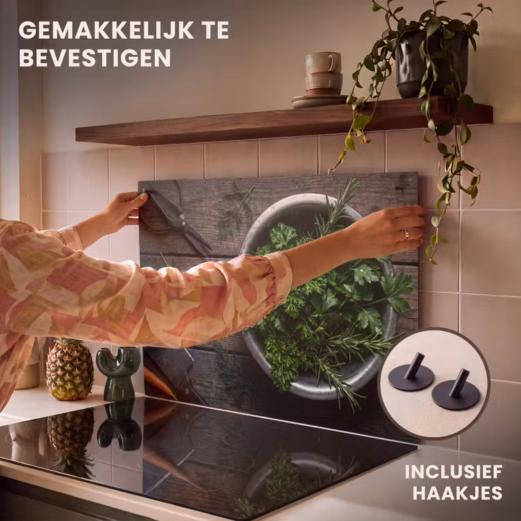 Inductie beschermer en spatscherm (2in1) - Groenten - Hout - Eten — 7