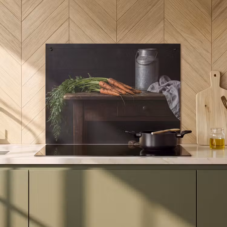 Inductie beschermer en spatscherm (2in1) - Groenten - Rustiek - Stilleven — 2