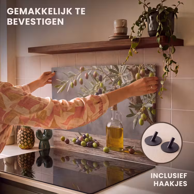 Inductie beschermer en spatscherm (2in1) - Olijfboom - Olijven - Natuur — 7