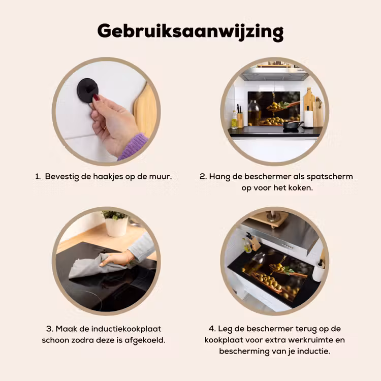 Inductie beschermer en spatscherm (2in1) - Olijven - Olijfolie - Eten — 6