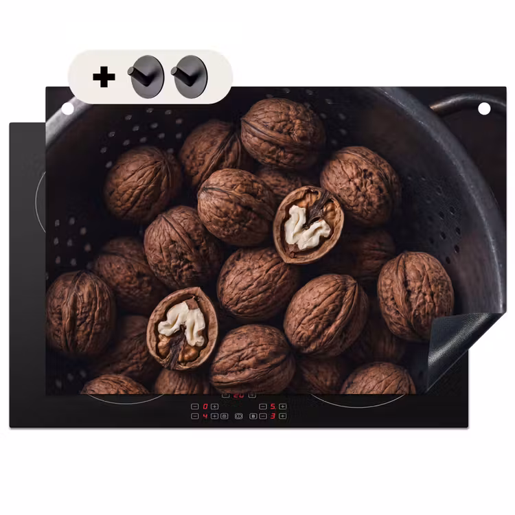 Inductie beschermer en spatscherm (2in1) - Walnoot - Eten - Donker — 1