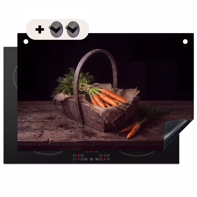 Inductie beschermer en spatscherm (2in1) - Wortels - Mand - Eten — 1