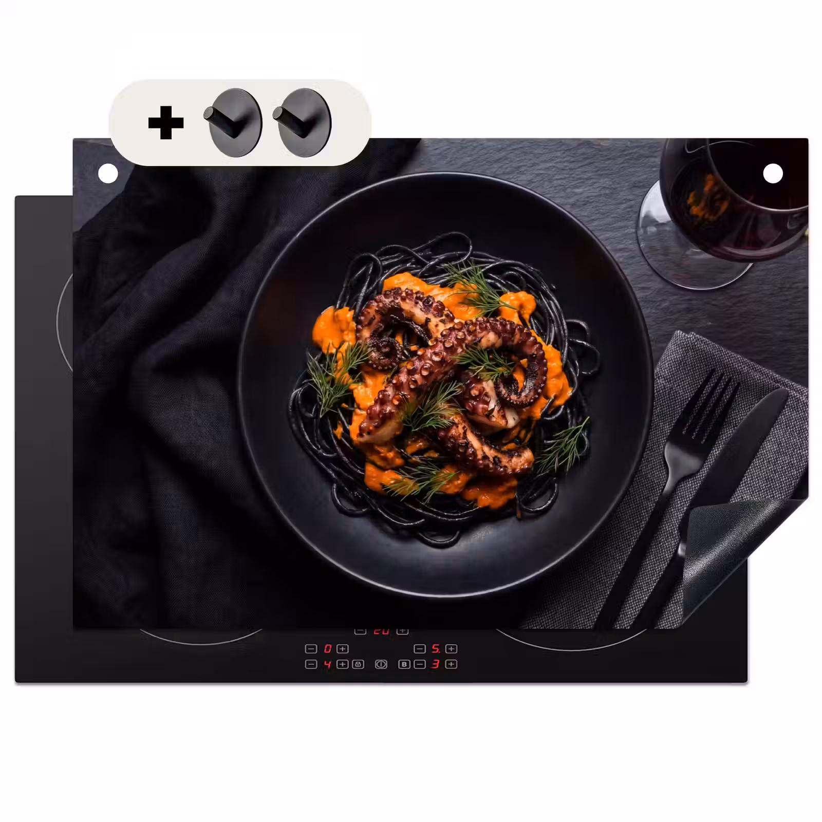 Inductie beschermer en spatscherm (2in1) - Eten - Octopus - Modern — 1