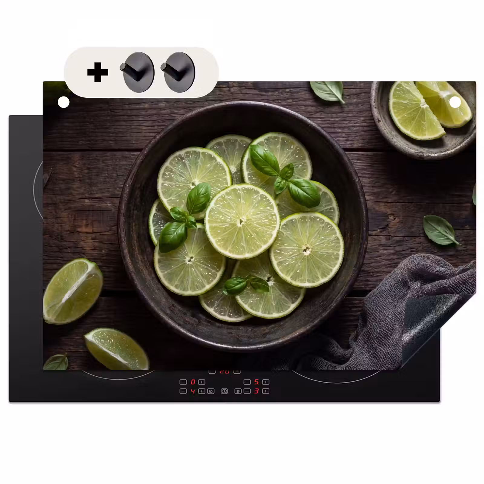 Inductie beschermer en spatscherm (2in1) - Fruit - Groen - Eten — 1