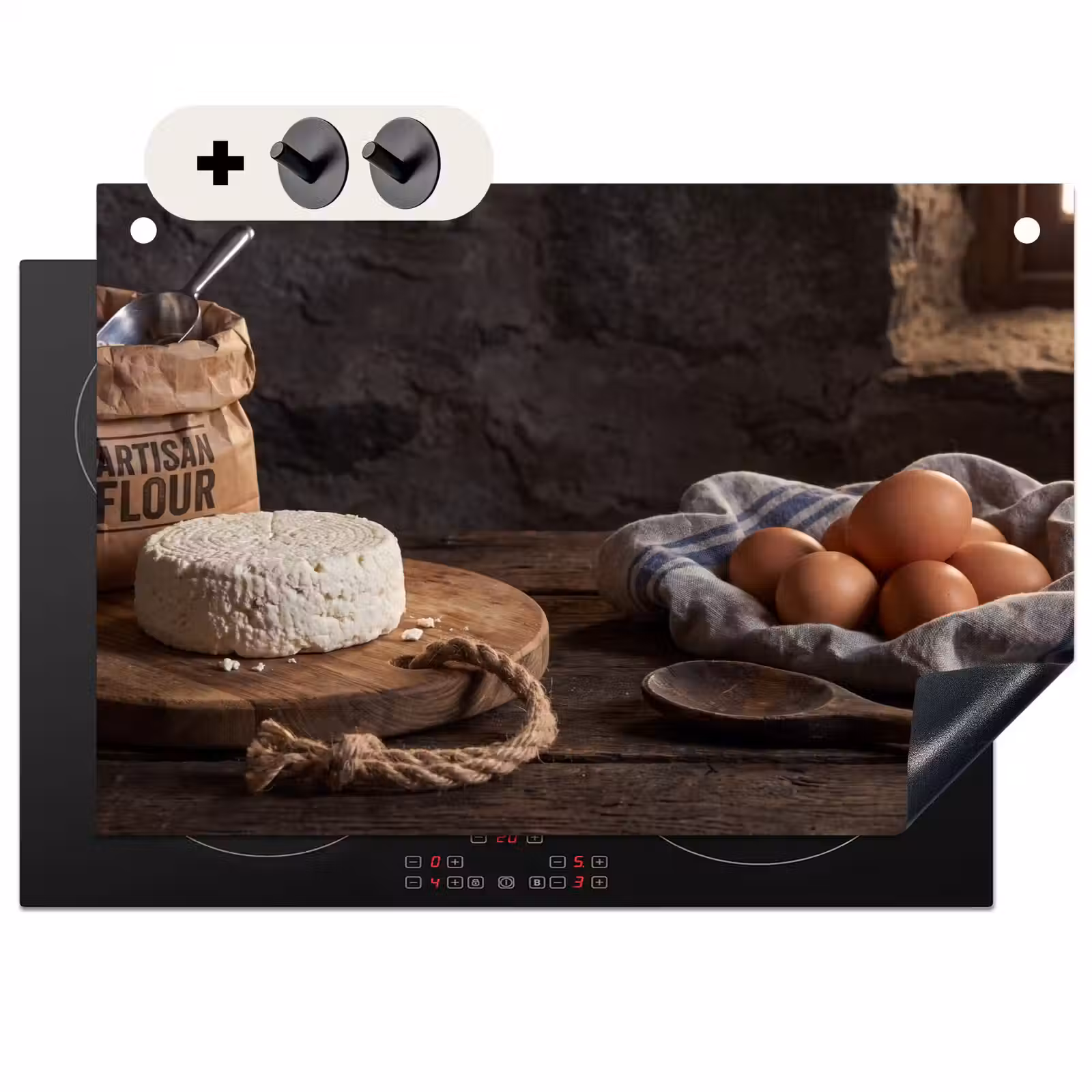 Inductie beschermer en spatscherm (2in1) - Meel - Eieren - Eten — 1