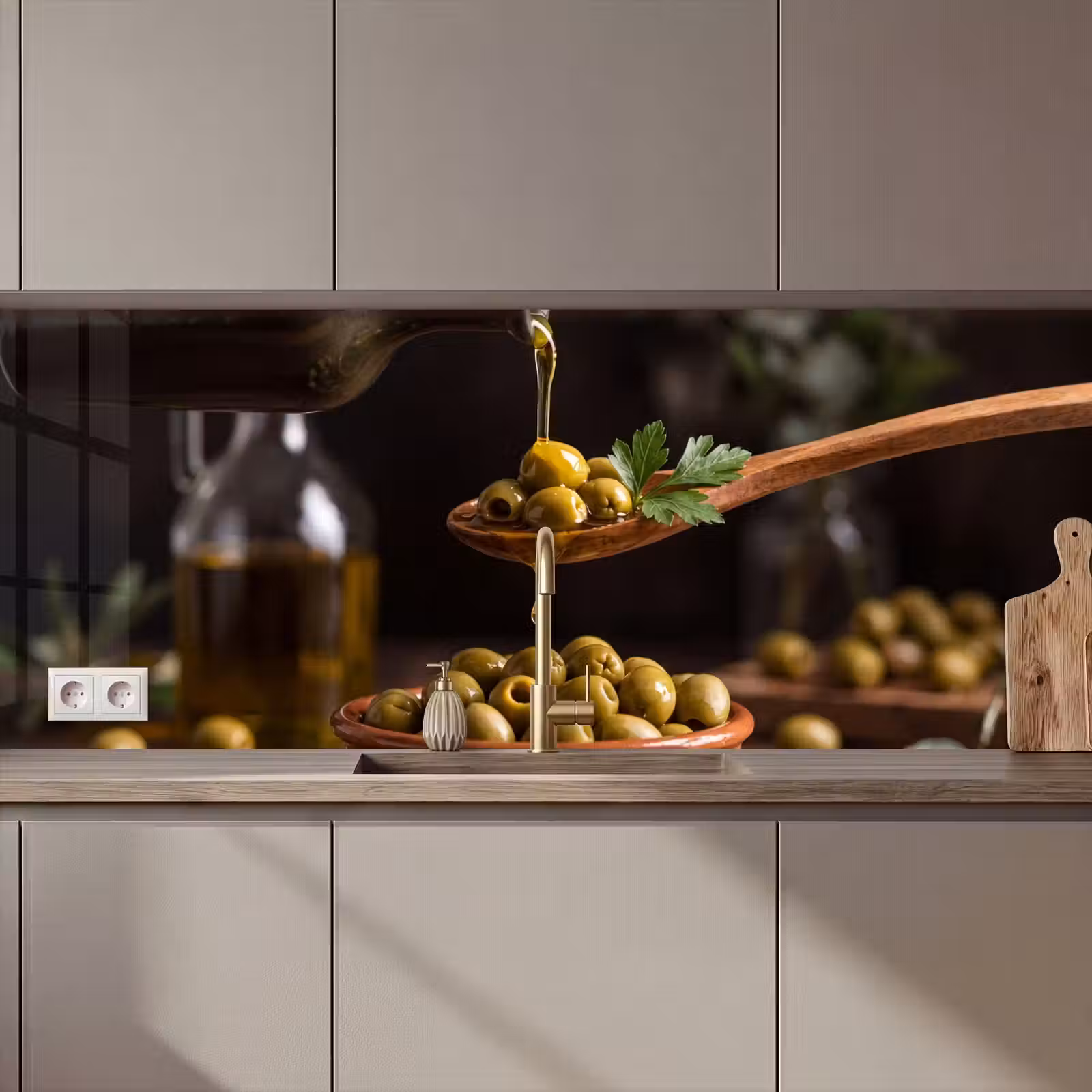 Keuken achterwand - Olijven - Olijfolie - Eten — 1