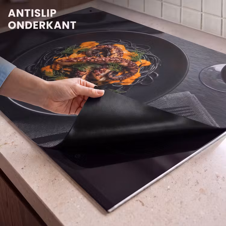 Inductie beschermer en spatscherm (2in1) - Eten - Octopus - Modern — 4