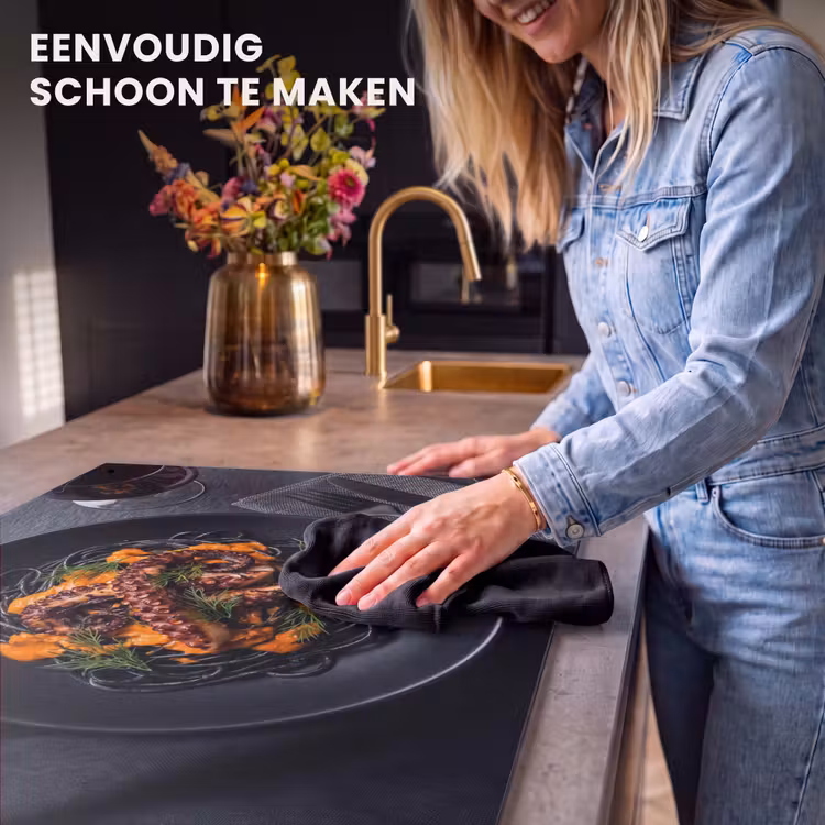 Inductie beschermer en spatscherm (2in1) - Eten - Octopus - Modern — 5