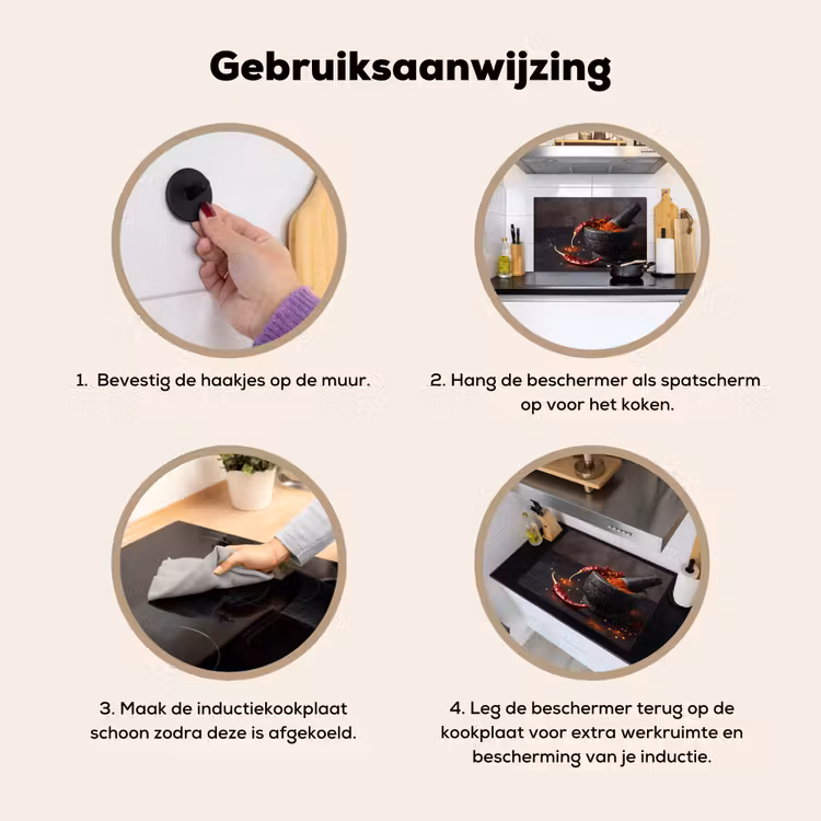 Inductie beschermer en spatscherm (2in1) - Specerijen - Vijzel - Rood — 6