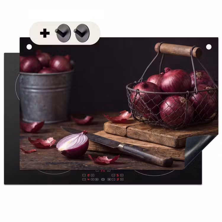 Inductie beschermer en spatscherm (2in1) - Ui - Eten - Rustiek — 1