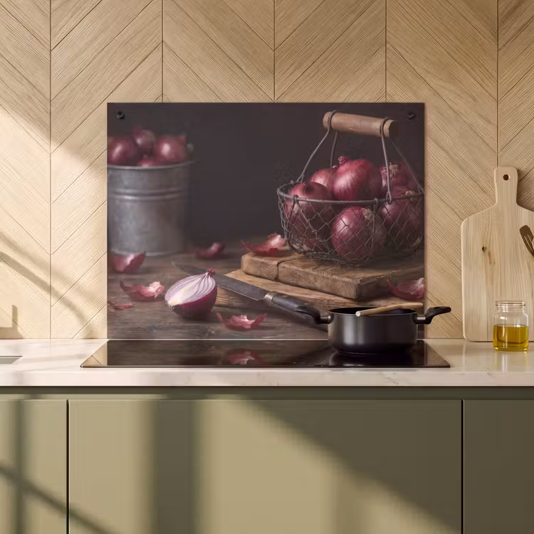 Inductie beschermer en spatscherm (2in1) - Ui - Eten - Rustiek — 2